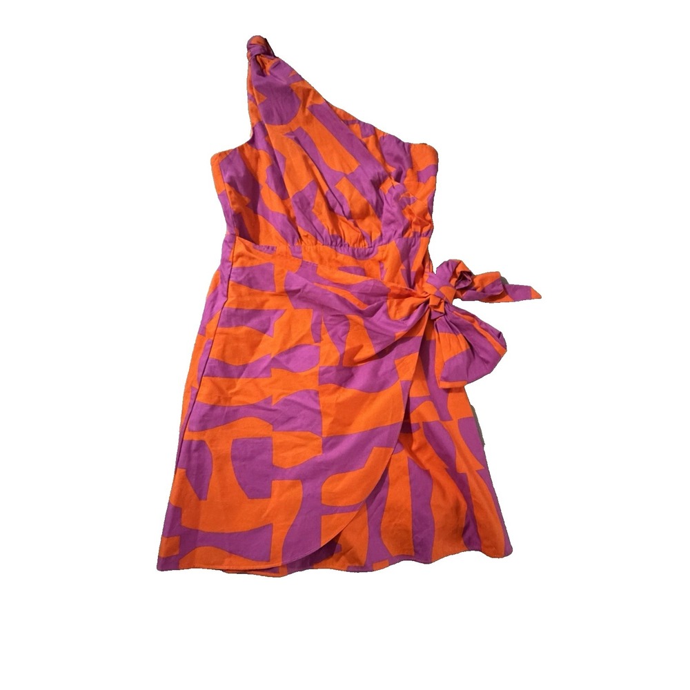 Karlie Women's Size Medium One Shoulder Orange and Purple‎ Wrap Dress